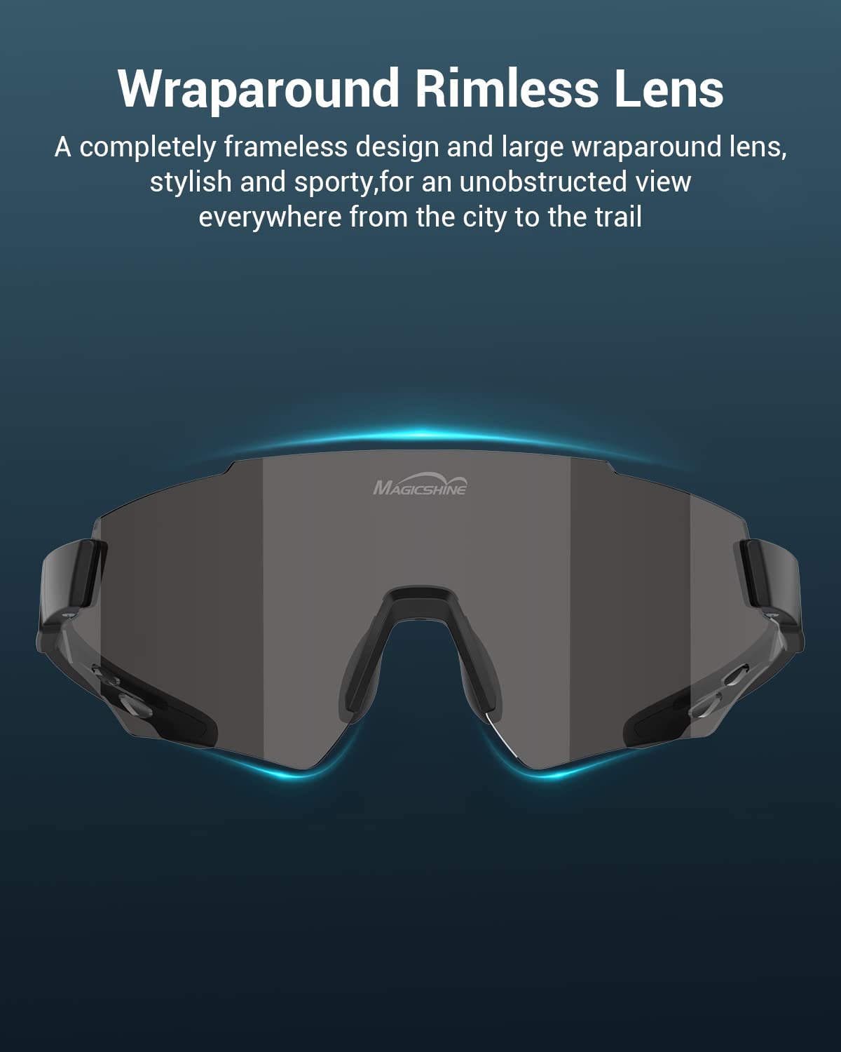 Magicshine Polarized Sports Sunglasses for Men and Women, UV 400 Protection TR 90 Frame for Cycling, MTB Biking