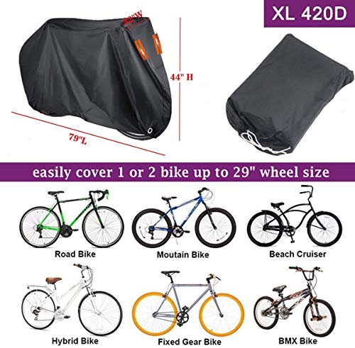 Indeed BUY XL Bike Cover for 1-2 Bikes Waterproof UV Windproof Outdoor Storage