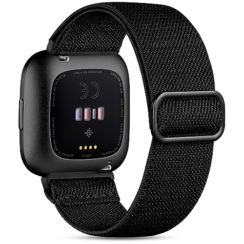 Stretchy Nylon Bands for Fitbit Versa 2 / Lite - Black