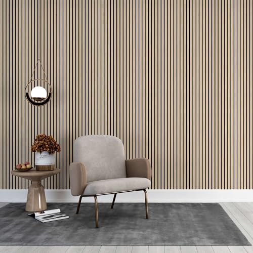 IZODEKOR 3D Wood Wall Panels - Wood Paneling for Living Room, Kitchen, Bathroom & More, Decorative Sound Proof Acoustic Wood Panels, Easy Application, Refreshing Oak - 5x12 inches