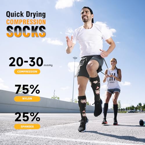 Cerpite 6 Pack Compression Socks for Women & Men 20-30 mmHg Knee-High, Assorted Small-Medium