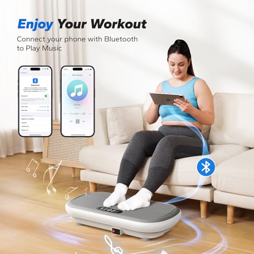 Curved Vibration Plate Exercise Machine with Bluetooth & Resistance Bands