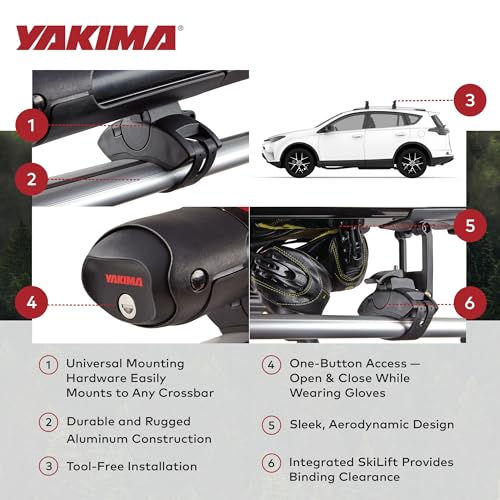 FatCat EVO 6 Ski & Snowboard Roof Rack - Holds 6 Pairs, Lockable