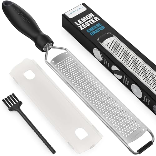 Lemon Zester Grater - Stainless Steel with Handle - Black