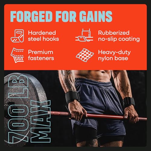 Heavy Duty Weightlifting Hooks with Wrist Straps for Powerlifting and Gym