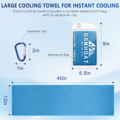 Gsmhoat 30 Pack Cooling Towels Bulk 40x12 Inch Neck & Face Rags for Sports & Outdoor Activities, 5DarkBlue+5Blue+5Green+5DarkGrey+5Red+5Purple