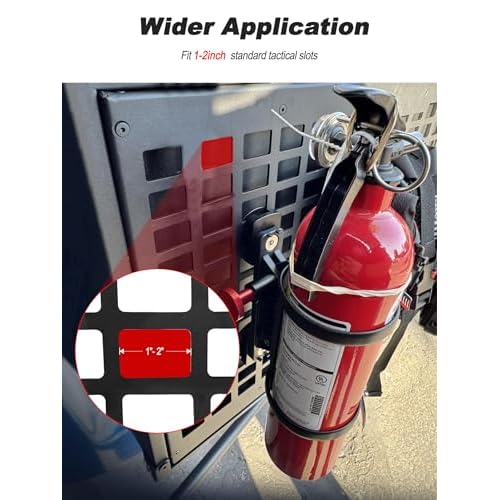 MOLLE Fire Extinguisher Mount Kit - Quick Release Bracket for Tactical Panels, Trucks & Vehicles, Fits 1-2" Slots/Holes - Rigid MOLLE Plate Holder for Fire Extinguisher & Gear Accessories