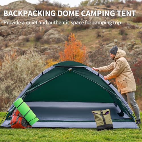 JELUCAMP 2-Person Dark Green Dome Tent Lightweight Waterproof Camping Shelter
