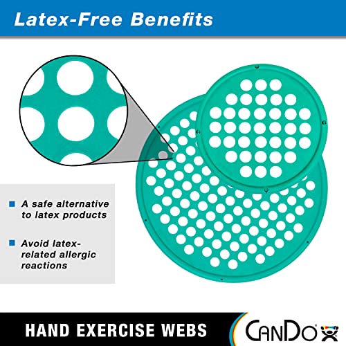 CanDo Hand Exercise Webs for Physical Therapy, Grip Strengthening - Green, Medium, 14" Latex-Free