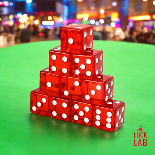 10 Pack 19mm D6 Dice Set - Translucent Red for Table Games
