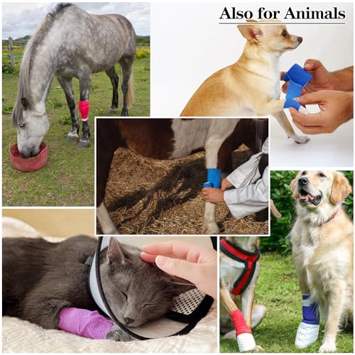 Self-Adhesive Athletic Bandage Wrap - 2 Inch x 5 Yard - 6 Pack, Skin Color