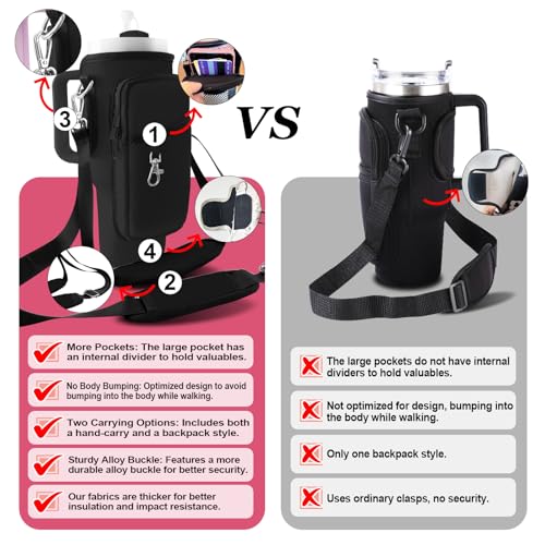 Black Stanley 30oz/40oz Tumbler Carrier Bag with Phone & Pockets, Adjustable Strap