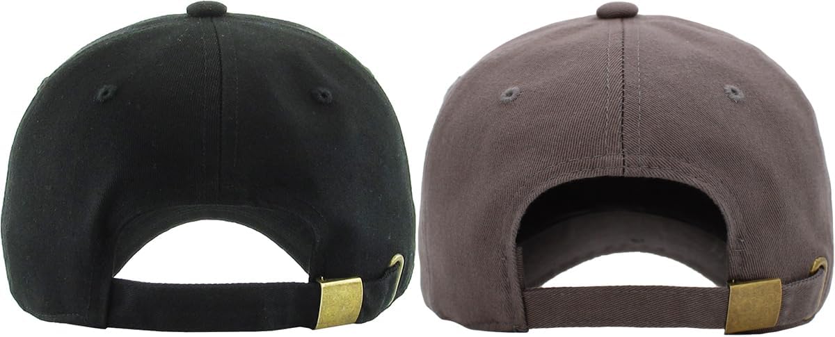 KBETHOS Classic Low Profile Cotton Baseball Cap - Adjustable Unconstructed Dad Hat | Black & Dark Gray