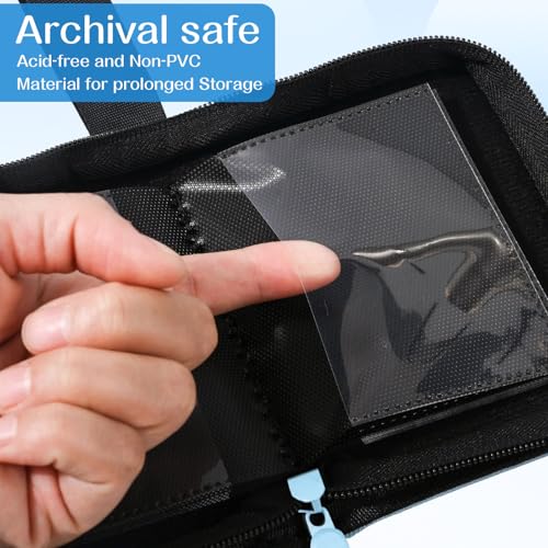 ENJOHN Blue Pocket Card Binder - Holds 40 Trading & Sports Cards, Mini Album with Zipper
