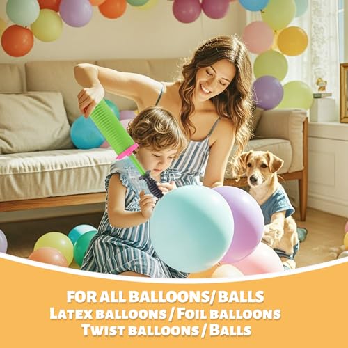 Dual Action Balloon Pump - Handheld Inflator for Latex & Foil Balloons - Purple Pump