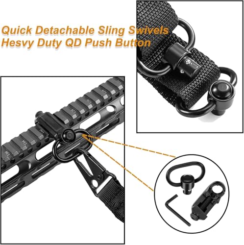 Picatinny Rail Sling Mount with Quick-Detach Swivels - 2-Pack