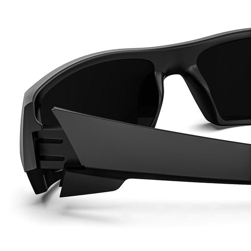WISTON Polarized Z87 Sunglasses Wrap Around Sunglasses for Men Rectangular Safety Glasses UV400 for Sport Working 8231 Matte Black/Dark Grey Lens