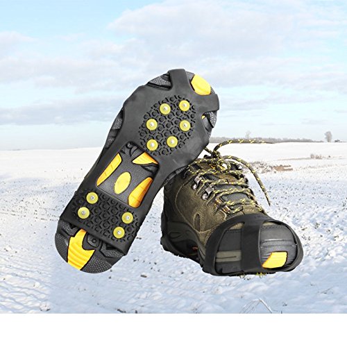 Ice Cleats with 10 Steel Studs for Enhanced Traction - Yellow, Small
