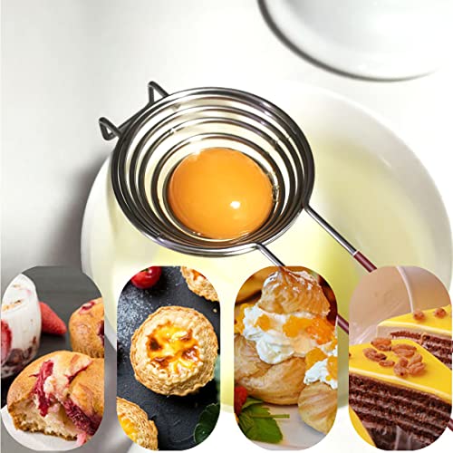 Stainless Steel Egg Yolk Separator with Long Handle and Bowl Hook