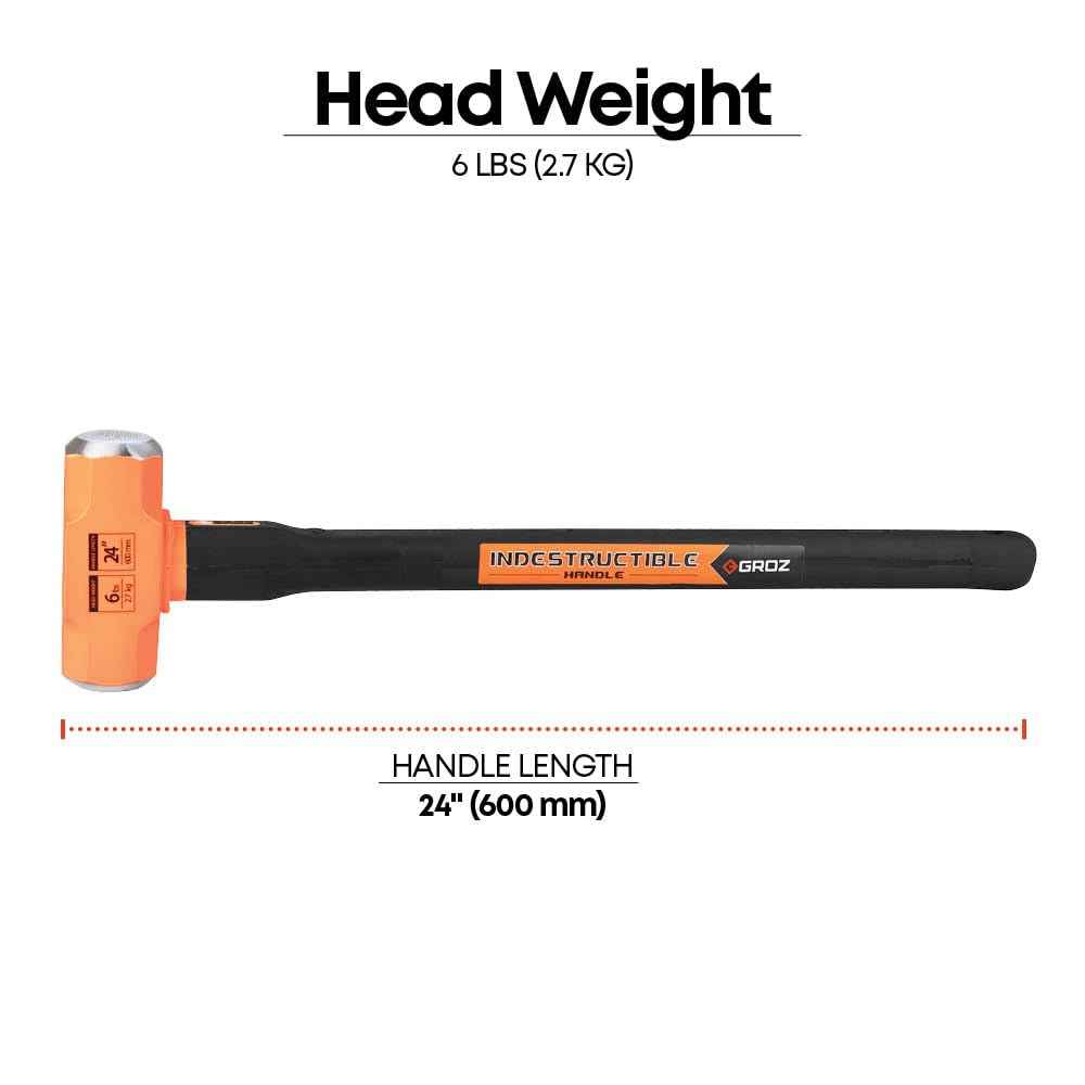 Groz 34510 24" Indestructible Sledge Hammer, 6 lb