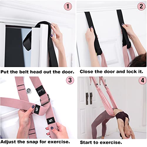 Leg Stretcher Strap with Door Anchor - Flexibility Trainer - Pink