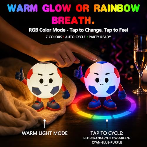 Lucky #7 Soccer Night Light - Dimmable Silicone Lamp for Kids