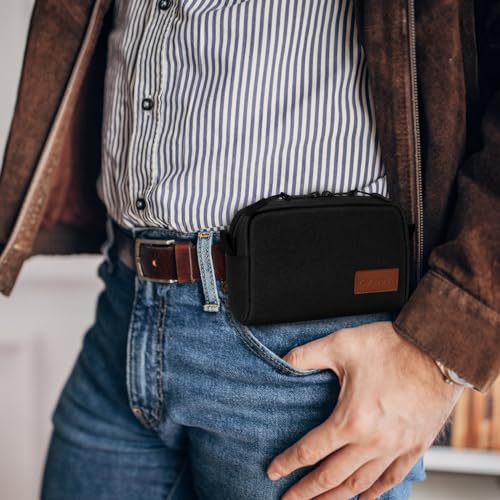 KENOBEE EDC Belt Pouch for Men Women – Black, with YKK Zippers, 2-Inch Belt compatible