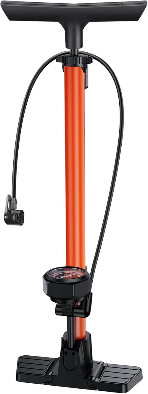 **Skiennix 160PSI Bike Pump with Gauge - High Pressure Air Pump for Presta & Schrader Valves | Ergonomic Design**