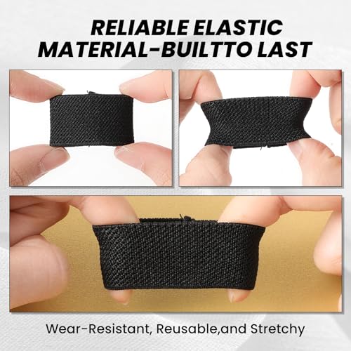 10Pcs Elastic Belt Keepers for 1.5 Inch Straps - Black
