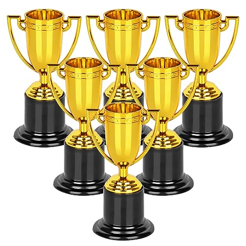 Mini Gold Trophy Awards - 6 Pack Plastic Trophy Cups, 4 Inch