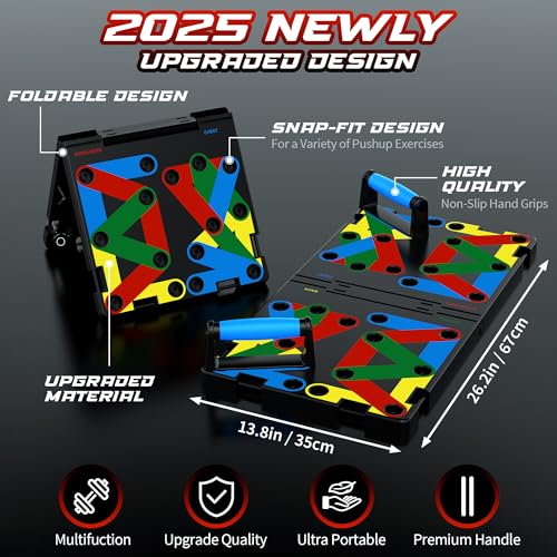 IUT Foldable 30-in-1 Push Up Board for Men, Black M11 Portable Workout Equipment