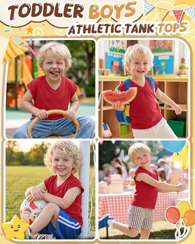 Toddler Boys' Cotton Athletic Tank Top - Red, 5T