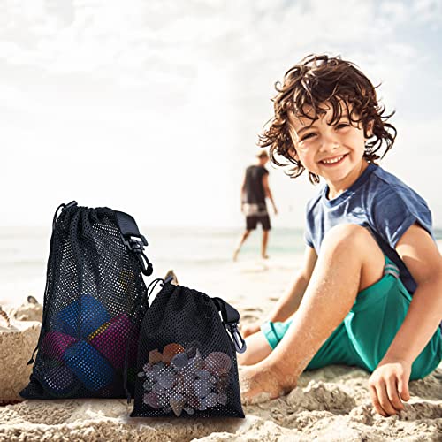 10 PCS With Clips Mesh Drawstring Bags, Portable Nylon Storage Bags