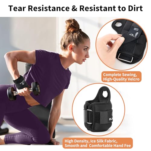 ELEAMY Adjustable Wrist Weights for Men & Women 0.5lb-3lb, Black, 1lb Pair