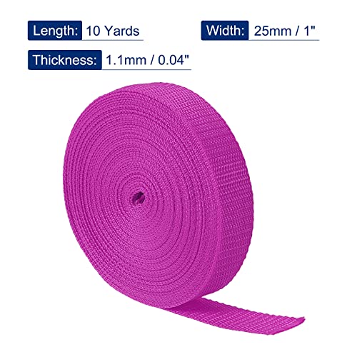 Lightweight Polypropylene Webbing Strap 1" x 10 Yards - Dark Rose Red