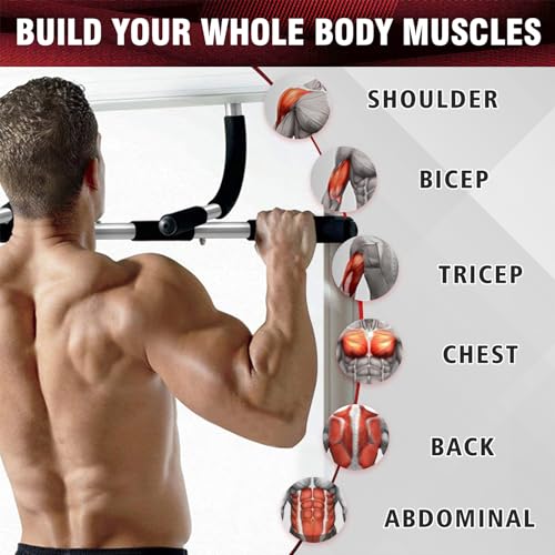 Pull Up Bar for Doorway - Portable Strength Training Bar - Silver