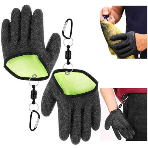 Waterproof Fishing Gloves with Magnetic Hook - 2 Pcs Non-Slip Grip
