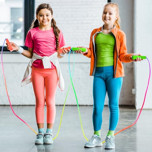 12 Pack Kids Jump Ropes - 7.55FT Nylon Skipping Rope for School & Play, Colorful Gradient Set by ZATAYE