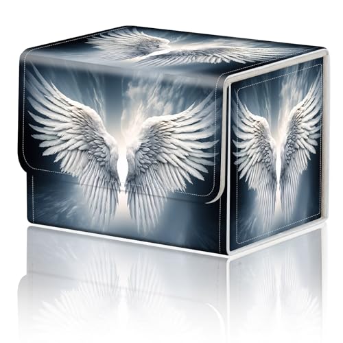 DEGDFSGR Sacred Angel Wing Card Storage Box 200+ Capacity MTG Deck Box with Magnetic Closure
