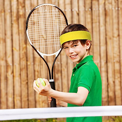 Kids Sports Headbands - 8 Bright Elastic Sweatbands for Youth & Teens