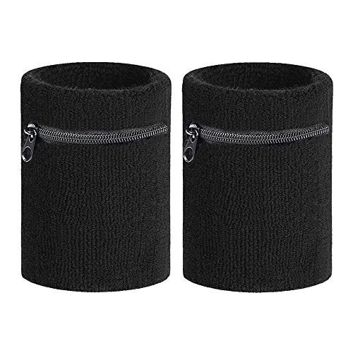 Sports Zipper Wristband - 2-Pack Solid Color Wrist Wallets
