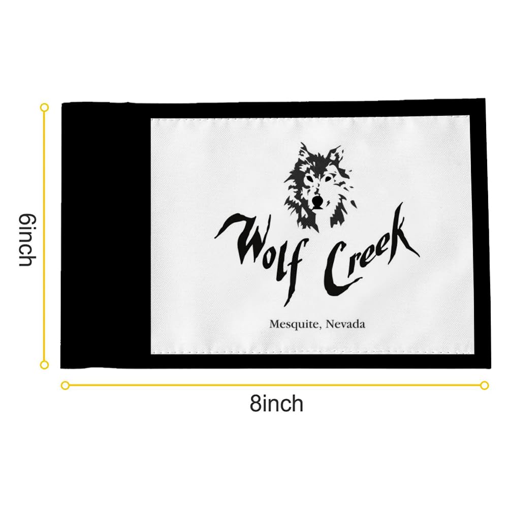 2BUT The Wolf Golf Course Mesquite Nevada Golf Pin PGA Flag Practic Putting Green Golf Flag For Backyard Garden Double-Sewn 600D Nylon Miniature Pin Flag Regulation Tube Flag (8"X6")