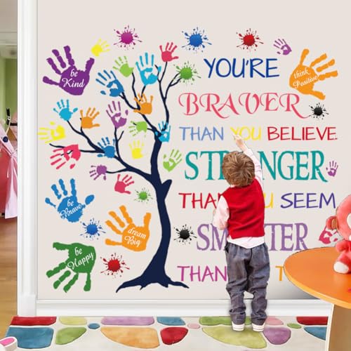 Colorful Motivational Quote Wall Decal - You're Braver, Stronger, Smarter