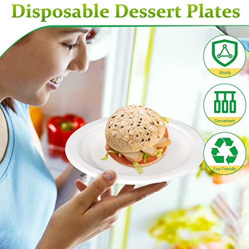 Greconv 7 Inch Small Disposable Paper Plates - 200 Pack for Parties & Events