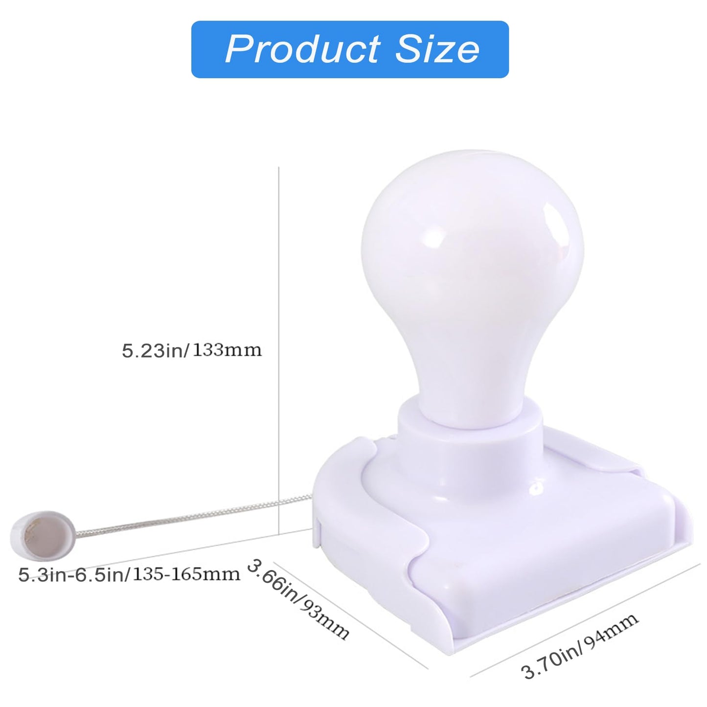 Shuwea 2 Pack Battery Operated Light Bulb, Stick-Up Battery Powered Wireless LED Closet Light Bulb, Self Adhesive Wall Mounted Light Fixture with Pull Chain for Cabinet Bedroom Living Room Kitchen