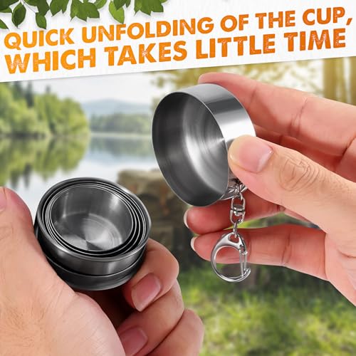 Collapsible Shot Glasses with Lid - 2 Pcs, Stainless Steel, 2.5 Oz