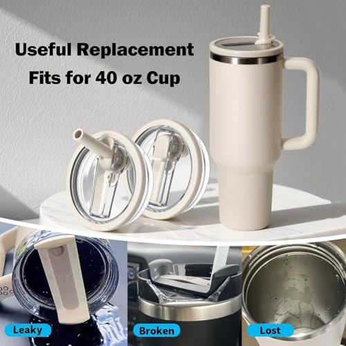 40 oz Leak Proof Replacement Lid for Stanley Cup with Flip Straw