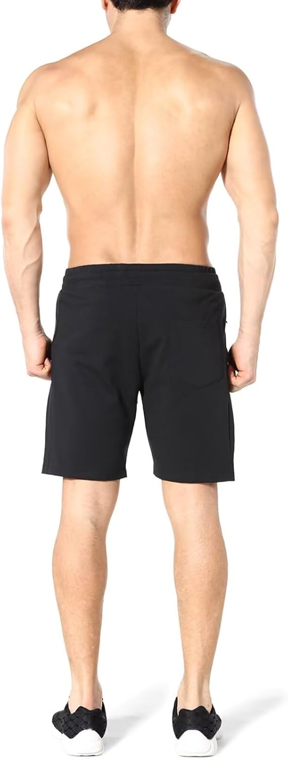 ZENWILL Mens Gym Running Shorts, Workout Athletic Bodybuilding Fitness Shorts with Zip Pockets
