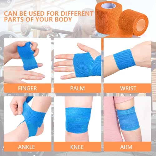 KISEER 15 Pack 2 Inch x 5 Yards Self-Adhesive Cohesive Bandage Wrap, Orange