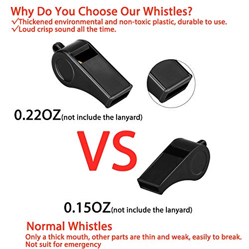 3-Pack Plastic Sports Whistles with Lanyards - Loud Crisp Sound for Coaching